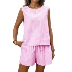 Types of US Government Grants- Womens Fashionable Casual Two-Piece Set Crew-Neck Sleeveless Tank Top And Shorts